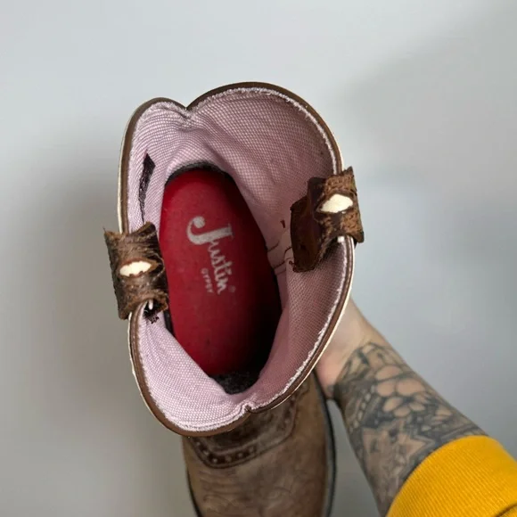 Justin Gypsy Brown Leather Western Boots Size 7.5 - Picture 6 of 11